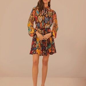 FARM Rio Black Hearts Ikat Mini Dress